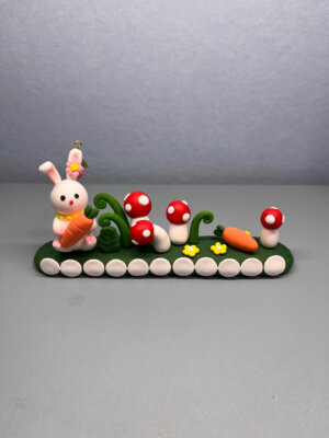 Adorable Clay Bunny Car Parking Sign - Handmade Craft